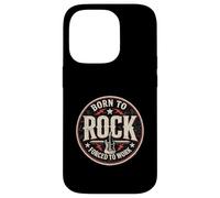 Custodia per iPhone 14 Pro Design vintage con chitarra Born To Rock Forced To Work