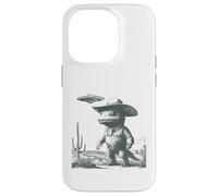 Custodia per iPhone 14 Pro Dinosauro Cowboy UFO Deserto Alieno Divertente Western Dino