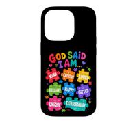 Custodia per iPhone 14 Pro Dio ha detto che sono puzzle colorati affermazioni consapevolezza autismo