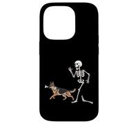Custodia per iPhone 14 Pro Divertente Halloween Pastore Tedesco e Scheletro