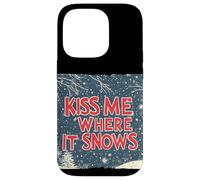 Custodia per iPhone 14 Pro Divertente Notte Naughty Xmas con questo Kiss me where it Snows