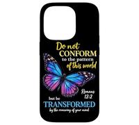 Custodia per iPhone 14 Pro Do Not Conform Romans 12:2 Christian Butterfly Dio Adorazione