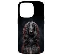 Custodia per iPhone 14 Pro dolce elegante nero afghano cane ironia levriero
