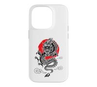 Custodia per iPhone 14 Pro Drago giapponese con tramonto rosso, amante dell'arte giapponese