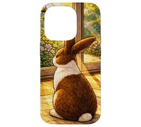 Custodia per iPhone 14 Pro Dutchie Bunny seduto dentro mentre guarda fuori