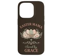 Custodia per iPhone 14 Pro Easter Mama Saved by Grace Floral Faith Citazione Design