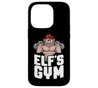 Custodia per iPhone 14 Pro Elf's Gym Kettlebell Bodybuilder Allenamento di Natale