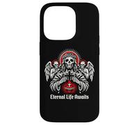 Custodia per iPhone 14 Pro Eternal Life Awaits Dark Christian Gothic Skeleton Gesù Art