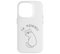 Custodia per iPhone 14 Pro Ew Morning White Cat Sitting with Sad Face Not a Morning Cat