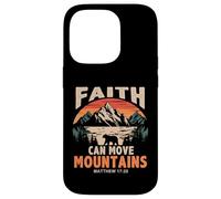 Custodia per iPhone 14 Pro Faith Can Move Mountains Retro Sunset Bible Verse Christian