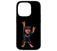 Custodia per iPhone 14 Pro Fantastica grafica Rottweiler Rock on Funny Dog Lover, mano rosa