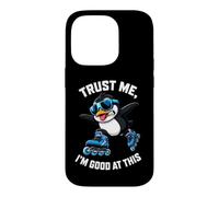 Custodia per iPhone 14 Pro Fantastico pinguino di pattinaggio in linea, credo di essere bravo in questo