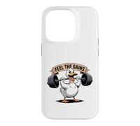 Custodia per iPhone 14 Pro Feel The Gains Duck - Allenamento per sollevamento pesi