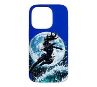 Custodia per iPhone 14 Pro Female Anime Ninja Warrior with Swords Under Full Moon