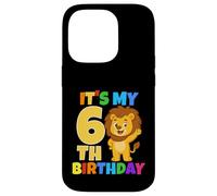 Custodia per iPhone 14 Pro Festa a tema Lion Safari Jungle It's My 6th Birthday Age 6