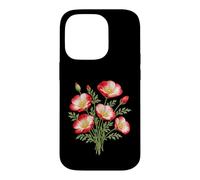 Custodia per iPhone 14 Pro Fiori botanici vintage rossi e bianchi della California papaveri
