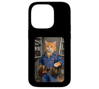 Custodia per iPhone 14 Pro Funny Electrician Cat Meme Handyman Hilarious Cat Joke