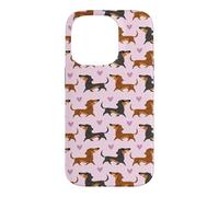 Custodia per iPhone 14 Pro Funny Womens Girls Pink Black & Tan Dachshund Lover Pattern