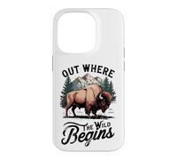 Custodia per iPhone 14 Pro Fuori dove il selvaggio inizia Bison Mountain Design