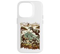 Custodia per iPhone 14 Pro Futuristic Dinosaur Battle Sci Fi Action Art Warrior