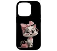 Custodia per iPhone 14 Pro Gattino Grigio Gatto Rosa Leopard Occhiali Glam Fashion Graphic