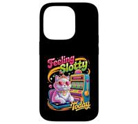 Custodia per iPhone 14 Pro Gatto del casinò di sentire Slotty oggi che gioca la slot machine della regina