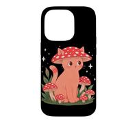 Custodia per iPhone 14 Pro Gatto fungo cappello Cottagecore Estetica Goblincore Garden