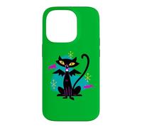 Custodia per iPhone 14 Pro Gatto nero vampiro retrò Atomic Age Mid-Century con ali di pipistrello