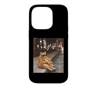 Custodia per iPhone 14 Pro Gatto rosso grasso che mangia hot dog divertente glizzy meme hot dog