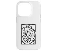 Custodia per iPhone 14 Pro Gecko Linocut Style Minimalista Animal Art