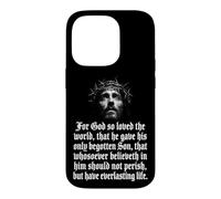 Custodia per iPhone 14 Pro Gesù con Corona di Spine Giovanni 3:16 Y2K Grunge Grafica