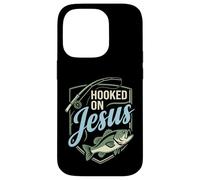 Custodia per iPhone 14 Pro Gesù con disegno divertente di pesca cristiana