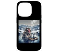 Custodia per iPhone 14 Pro Giapponese Neve Scimmia Onsen Bagno