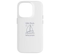 Custodia per iPhone 14 Pro Gills Rock Wisconsin Sailboat and Sun
