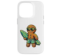 Custodia per iPhone 14 Pro Gingerbread Surfista, Natale al Sole, Tropici, umorismo