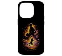 Custodia per iPhone 14 Pro Giocatore di basket Slam Dunk Azione Grunge Silhouette