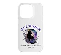 Custodia per iPhone 14 Pro Give Thanks Bibbia Verse Christian Pretty Garden Cat