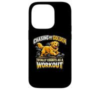 Custodia per iPhone 14 Pro Golden Retriever Workout Humor per cane, mamma, papà