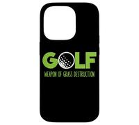 Custodia per iPhone 14 Pro Golf divertente erba distruzione con pallina da golf grafica