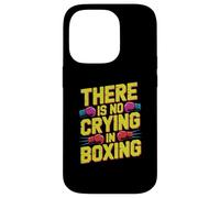 Custodia per iPhone 14 Pro Guantoni da boxe divertenti retrò con scritta in lingua inglese "There Is No Crying