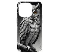Custodia per iPhone 14 Pro Gufo gotico in bianco e nero, estetica vintage lunatica