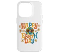 Custodia per iPhone 14 Pro Happy Earth Day Retro anni '70 Groovy Globe Heart Occhiali da sole