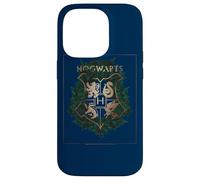 Custodia per iPhone 14 Pro Harry Potter Hogwarts Green and Gold Floral Crest