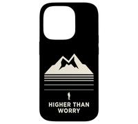 Custodia per iPhone 14 Pro Higher Than Worry montagna silhouette escursionista