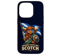 Custodia per iPhone 14 Pro Highland Cow con la bandiera della Scozia