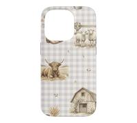 Custodia per iPhone 14 Pro Highland Mucca Pecora Rustico Fattoria Paese Acquerello