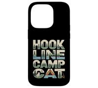 Custodia per iPhone 14 Pro Hook Line Camp Cat Funny Camping Pesca