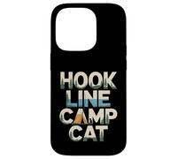 Custodia per iPhone 14 Pro Hook Line Camp Cat Funny Camping Pesca