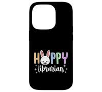 Custodia per iPhone 14 Pro Hoppy Librarian Happy Easter Bunny Grafica