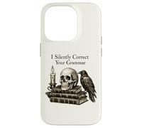 Custodia per iPhone 14 Pro I Silently Correct Your Grammar Skull Raven Funny Teacher
